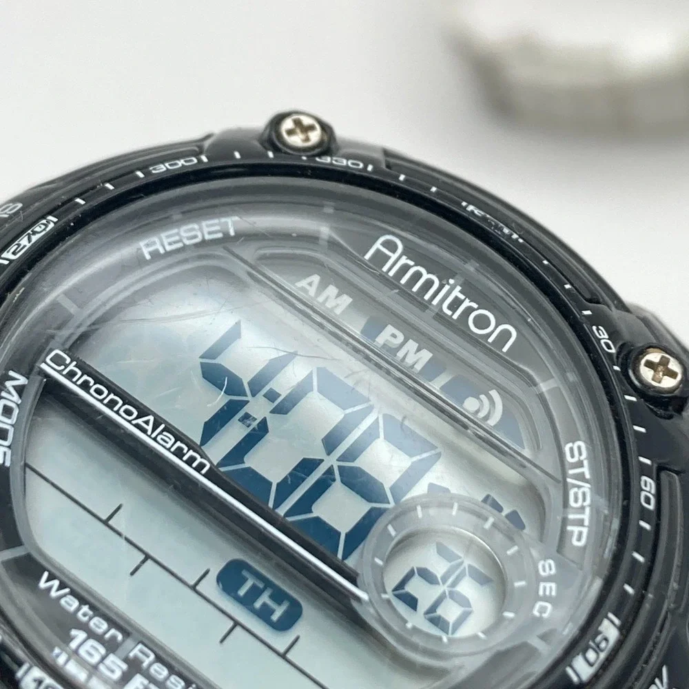 Lot of 4 Men's Watches Digital Armitron Skmei Black White Red Alarm Date Chrono